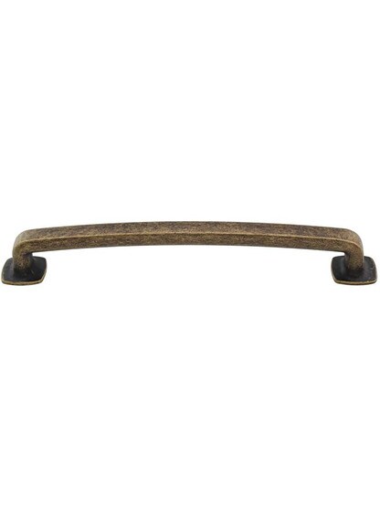 Belcastel Flat-Bottom Cabinet Pull - 6 1/4 inch Center-to-Center in Distressed Antique Brass.